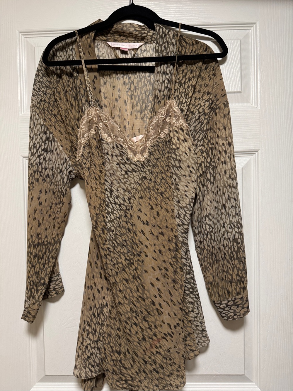 SEXY Vintage VS Slip Dress with Sheer Overlay - Neutral Tones